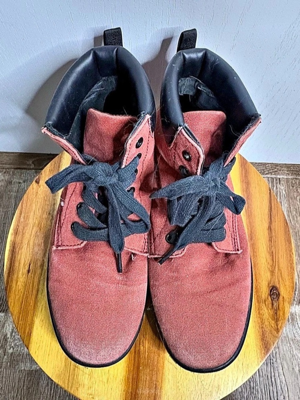 Dr. Martens Sz 9 Maelly Ankle Boots Red LaceUp Canvus Boho Grunge Indie Festival